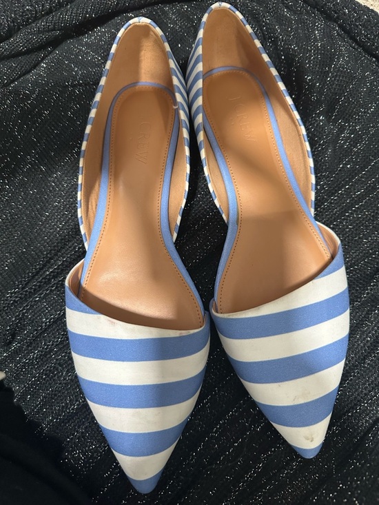 J. Crew Shoes - J. Crew Blue and White Striped Pointed D'Orsay Flats